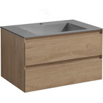 Тумба подвесная с раковиной Vincea Luka 80 см VMC-2L800NO (раковина серая VCB-13800G), натуральный дуб - фото 