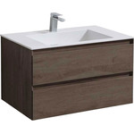 Тумба подвесная с раковиной Vincea Luka 80 см VMC-2L800RO (раковина белая VCB-13800W), тёмный дуб - фото 