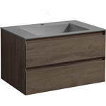Тумба подвесная с раковиной Vincea Luka 80 см VMC-2L800RO (раковина серая VCB-13800G), тёмный дуб - фото 
