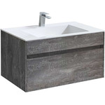 Тумба подвесная с раковиной Vincea Chiara 80 см VMC-2C800GS (раковина белая VCB-13800W), серый камень - фото 