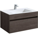 Тумба подвесная с раковиной Vincea Chiara 80 см VMC-2C800RO (раковина белая VCB-13800W), тёмный дуб - фото 