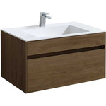 Тумба подвесная с раковиной Vincea Chiara 80 см VMC-2C800TO (раковина белая VCB-13800W), дуб табак - фото 