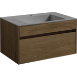Тумба подвесная с раковиной Vincea Chiara 80 см VMC-2C800TO (раковина серая VCB-13800G), дуб табак - фото 