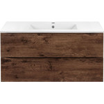 Тумба подвесная с раковиной Vincea Mia 100 см VMC-2MC100RW, тёмное дерево - фото 