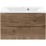 Тумба подвесная с раковиной Vincea Mia 80 см VMC-2MA800VO (раковина белая VCB-3M800W), дуб винтаж - фото 