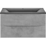 Тумба подвесная с раковиной Vincea Mia 90 см VMC-2MA900BT (раковина черная матовая VCB-3M900B), бетон - фото 