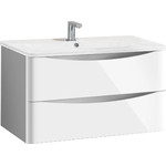 Тумба подвесная с раковиной Vincea Roberta 80 см VMC-1R800LW (раковина белая VCB-1RA800W), белая эмаль - фото 