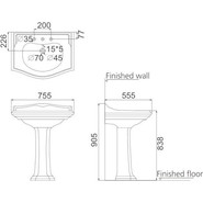 Раковина с пьедесталом Creo Ceramique Dijon 75 см - фото 2