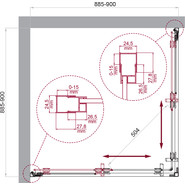 Душевое ограждение BelBagno 90x90 см LUCE-A-2-90-C-Cr, хром/прозрачное - фото 6