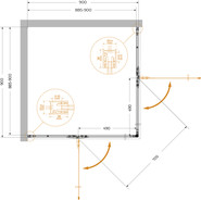 Душевое ограждение Cezares 90x90 см LINER-A-2-90-C-NERO, чёрный/прозрачное - фото 6