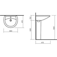 Раковина подвесная Sanita Аттика 48 см WB.PD/Attica/48-C/WHT.G/S1 - фото 2
