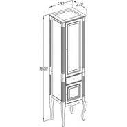 Пенал напольный Opadiris Лаура 45 см, правый, белый/бежевая патина - фото 3