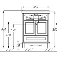 Тумба напольная с раковиной Opadiris Омега 65 см, слоновая кость - фото 3