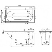 Ванна квариловая Villeroy&Boch Oberon 180x80 см UBQ180OBE2V-01 с ножками - фото 5