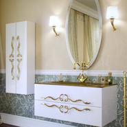 Пенал подвесной Aqwella Clarberg Due amanti 50 см Due.05.05/W/GL, белый/золото - фото 2