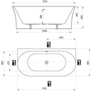 Ванна акриловая Ravak Freedom D 170х80 см XC00D00051 - фото 4