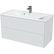 Тумба подвесная с раковиной Mirsant Ultra 100 см (раковина Premier 100), белый матовый - фото 