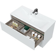 Тумба подвесная с раковиной Mirsant Ultra 100 см (раковина Premier 100), белый матовый - фото 6