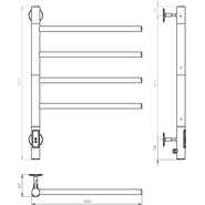 Полотенцесушитель электрический Vincea П4 425x600 мм, графит (возможность скрытого подключения) VTD-1S1CGE - фото 4