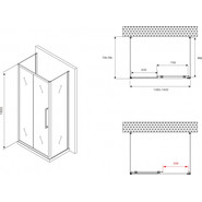 Душевое ограждение Abber Schwarzer Diamant 140x75 см AG30140H-S75-S75, хром/прозрачное - фото 5