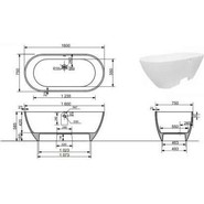 Ванна каменная Эстет Майами silk 160x75 см ФР-00014380, белый матовый - фото 4