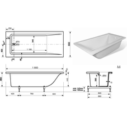 Ванна каменная Эстет Дельта silk 180x80 см ФР-00014391, белый матовый - фото 3