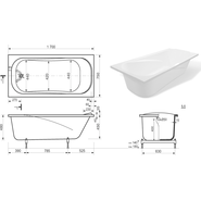 Ванна каменная Эстет Альфа silk 170x75 см ФР-00014392, белый матовый - фото 4
