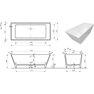 Ванна каменная Эстет Манхэттен silk 175x77 см ФР-00014435, белый матовый - фото 4