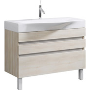 Тумба подвесная с раковиной Aqwella Bergamo 100 см Ber.01.10/n/А, акация, Цвет фасада: светлое дерево - фото 