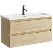 Тумба подвесная с раковиной Aqwella Astrid 100 см AST0110DD, дуб давос - фото 