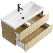 Тумба подвесная с раковиной Aqwella Astrid 100 см AST0110DD, дуб давос - фото 2