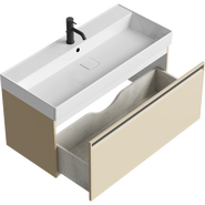 Тумба подвесная с раковиной Aqwella Pure 100 см PUR0110KS, светлый капучино, Цвет фасада: бежевый - фото 2
