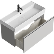 Тумба подвесная с раковиной Aqwella Pure 100 см PUR0110ST, серый туман, Цвет фасада: Серый туман - фото 2