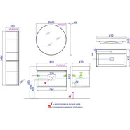 Тумба подвесная с раковиной Aqwella Pure 80 см PUR0108GRM, серый, Цвет фасада: серый - фото 6