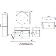 Тумба подвесная с раковиной Aqwella Pure 100 см PUR0110GRM, серый, Цвет фасада: серый - фото 6