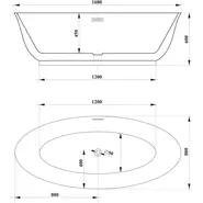Ванна отдельностоящая CeruttiSpa 170x80 см GRETA170GMB CT10878, чёрный матовый/белый - фото 5