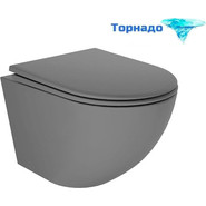 Унитаз подвесной безободковый Veconi Moro VMO-48TGr (Система смыва торнадо) с крышкой микролифт, серый, Цвет производителя: серый - фото 