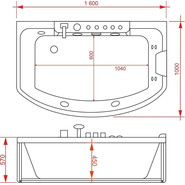Ванна гидромассажная EvaGold 160x100 см OLB-842R - фото 4