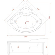 Ванна гидромассажная EvaGold 155x155 см OLB-806 - фото 6