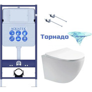 Инсталляция с подвесным унитазом комплект: Aquatek Set INS-0000012 с подвесным безободковым унитазом Европа AQ1900T-00 сиденье микролифт (система смыва торнадо) - фото 