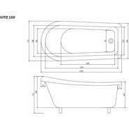 Ванна отдельностоящая Parly Vito 150G 155x74 см - фото 4