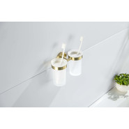 Стакан двойной для зубных щеток Aquatek Европа AQ4117BG, цвет золото шлифованное - фото 4