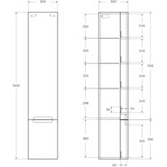Пенал подвесной BelBagno ETNA-M-1500-2A-SO-BL-R 30 см, Bianco Lucido - фото 6