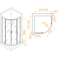 Душевое ограждение RGW PA-51 80х80 см 02085188-11, хром/прозрачное - фото 6