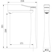 Смеситель для раковины высокий Grossman Advans 520.K35.09.320, золото, Цвет производителя: золото - фото 5