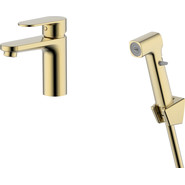 Смеситель для раковины с лейкой для биде Aquatek Ника AQ1812BG, золото - фото 