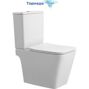 Унитаз-компакт безободковый Aquatek Либерти AQ1263NT-00 с тонкой крышкой микролифт (система смыва Торнадо) - фото 