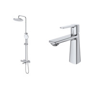 Душевой комплект Cezares: Душевая стойка LUX-CVD-01 + смеситель для раковины LUX-LS-01-W0 (Новинка 2025) - фото 2