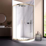 Душевое ограждение Veconi Rovigo 90x90 см RV202G-90-01-C4, брашированное золото/прозрачное - фото 