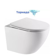 Унитаз подвесной безободковый Azario Grado AZ-0046-UQ1 с тонкой крышкой микролифт (Система смыва торнадо) - фото 